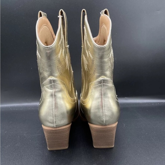 Soda Women Cowboy Western Stitched Boots Cowgirl RENO-S Size 8 Gold - Picture 5 of 12